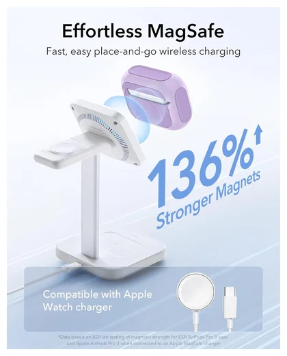 ESR Orbit Hybrid HaloLock Apple AirPods Pro 3 (2025) Hoesje MagSafe Paars afbeelding 7