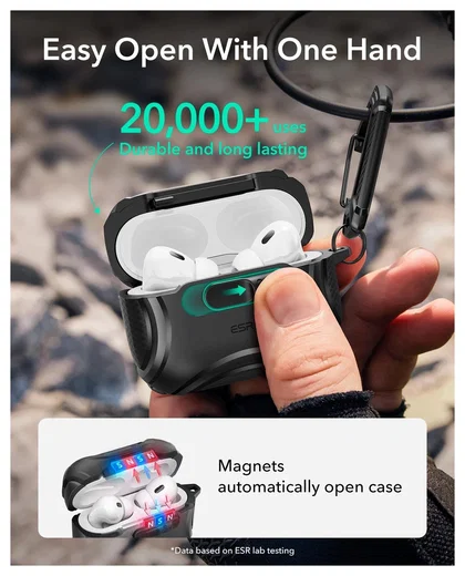 ESR Cyber FlickLock AirPods Pro 3 (2025) Hoesje MagSafe Magsafe Zwart afbeelding 4