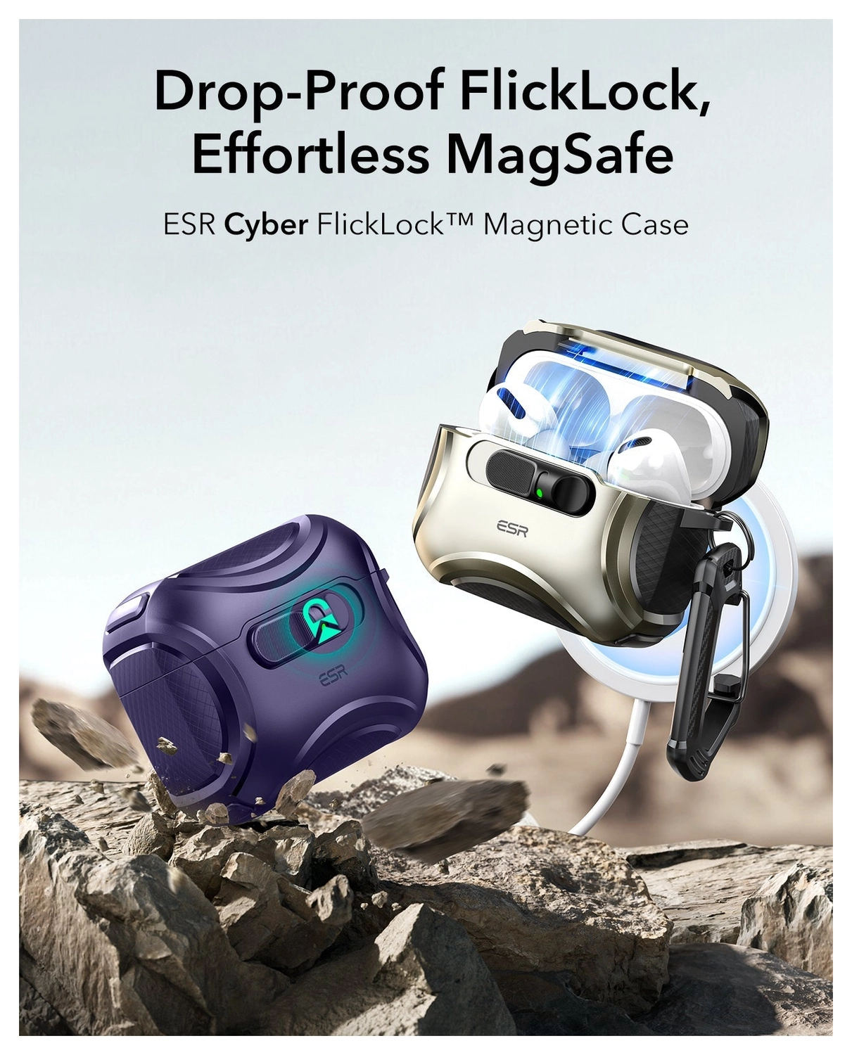 ESR Cyber FlickLock AirPods Pro 3 Hoesje MagSafe Case Paars afbeelding 2