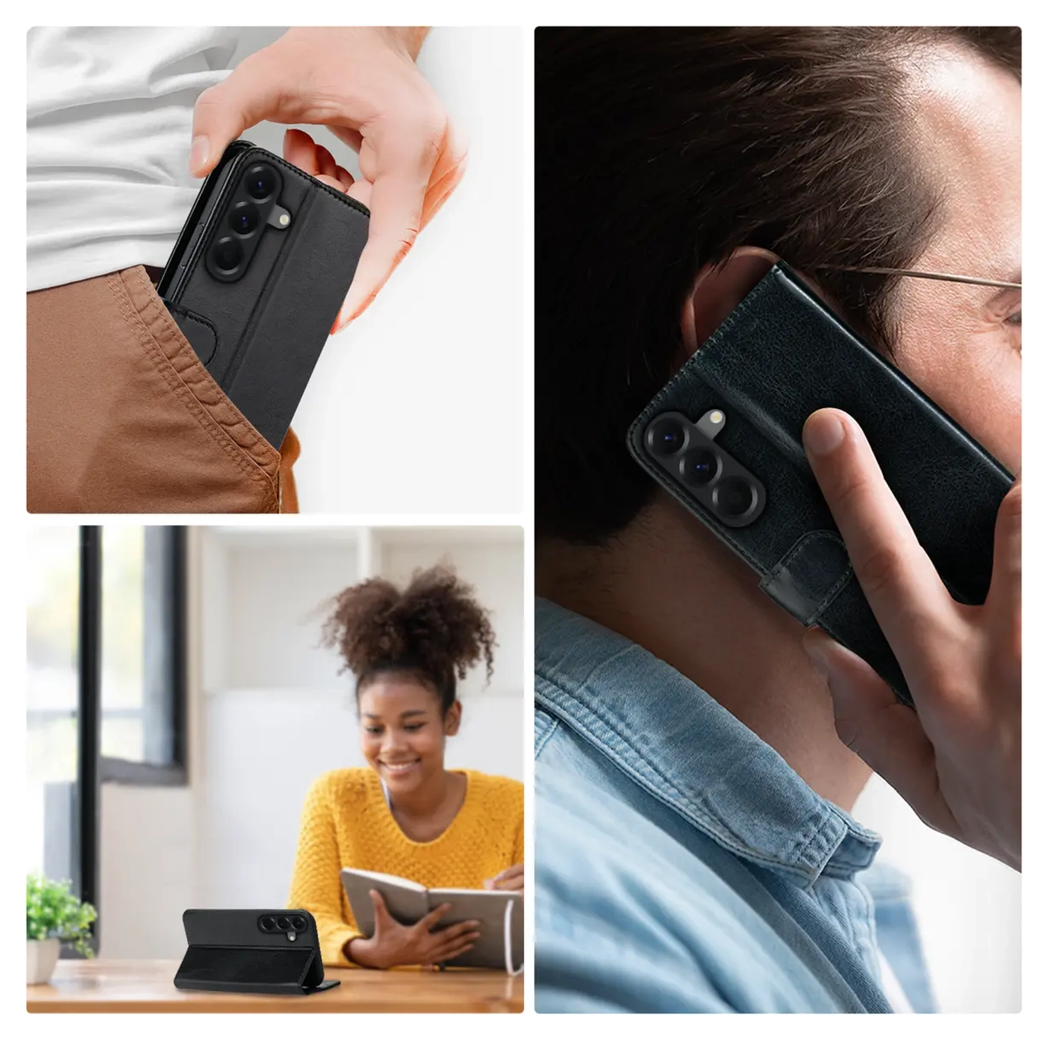 Rosso Element Samsung Galaxy A17 Hoesje Book Case Wallet Zwart afbeelding 5