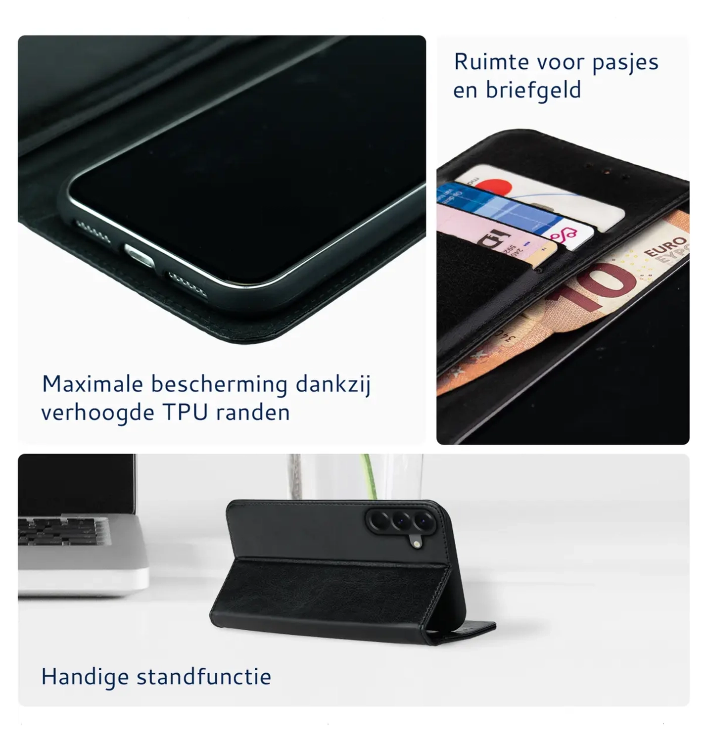 Rosso Element Samsung Galaxy A17 Hoesje Book Case Wallet Zwart afbeelding 6