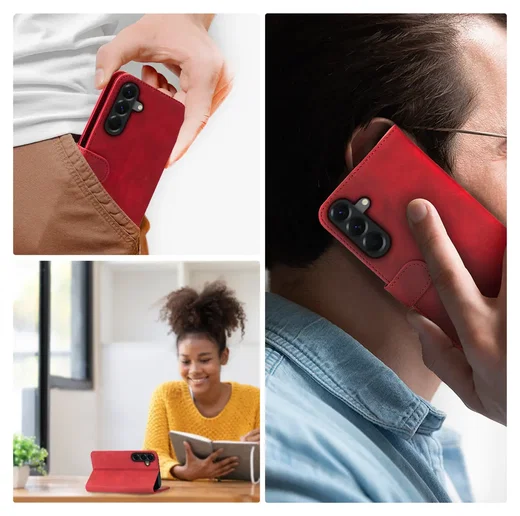 Rosso Element Samsung Galaxy A17 Hoesje Book Case Wallet Rood afbeelding 3