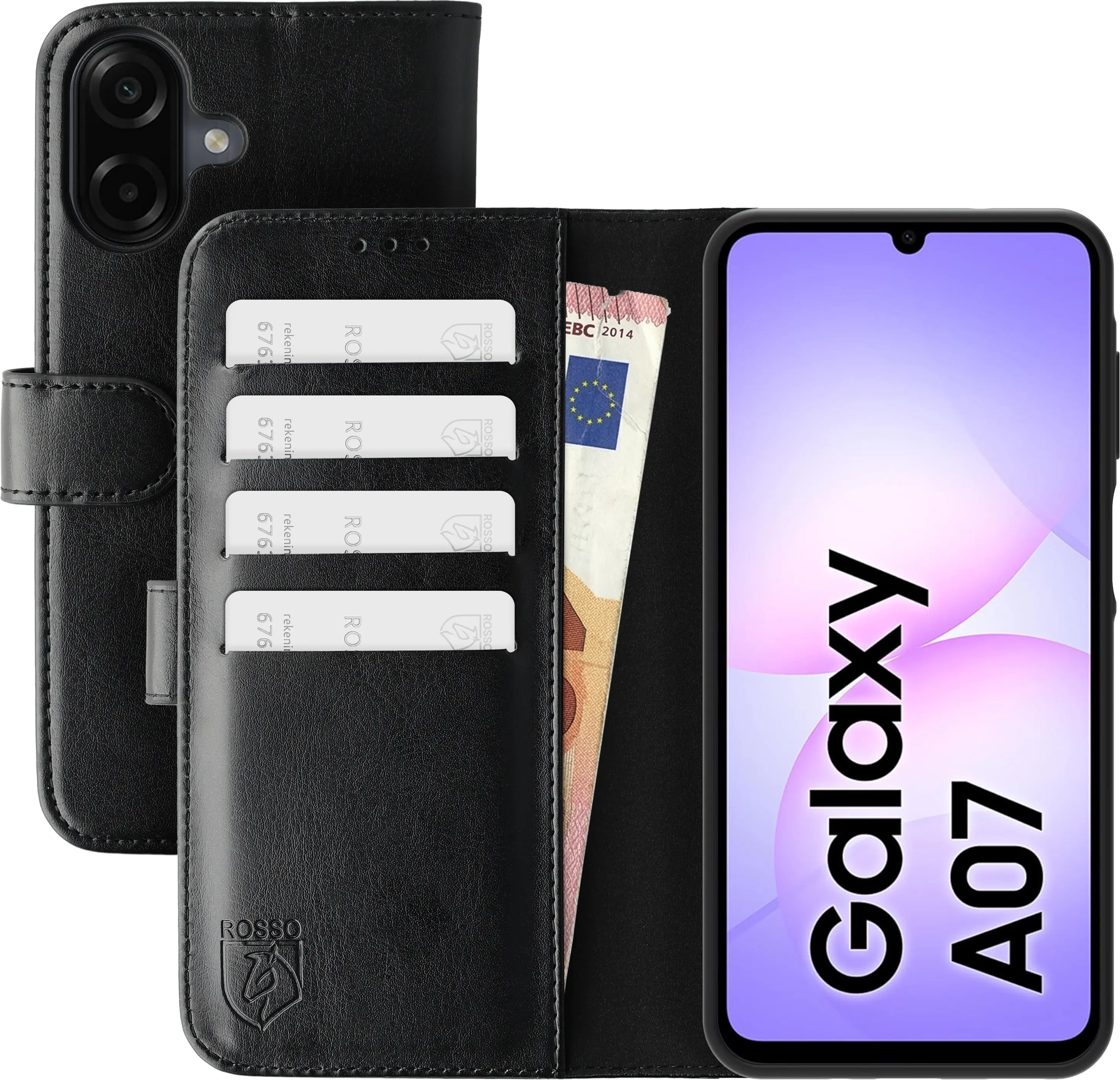 Rosso Element Samsung Galaxy A07 Hoesje Book Case Wallet Zwart afbeelding 1