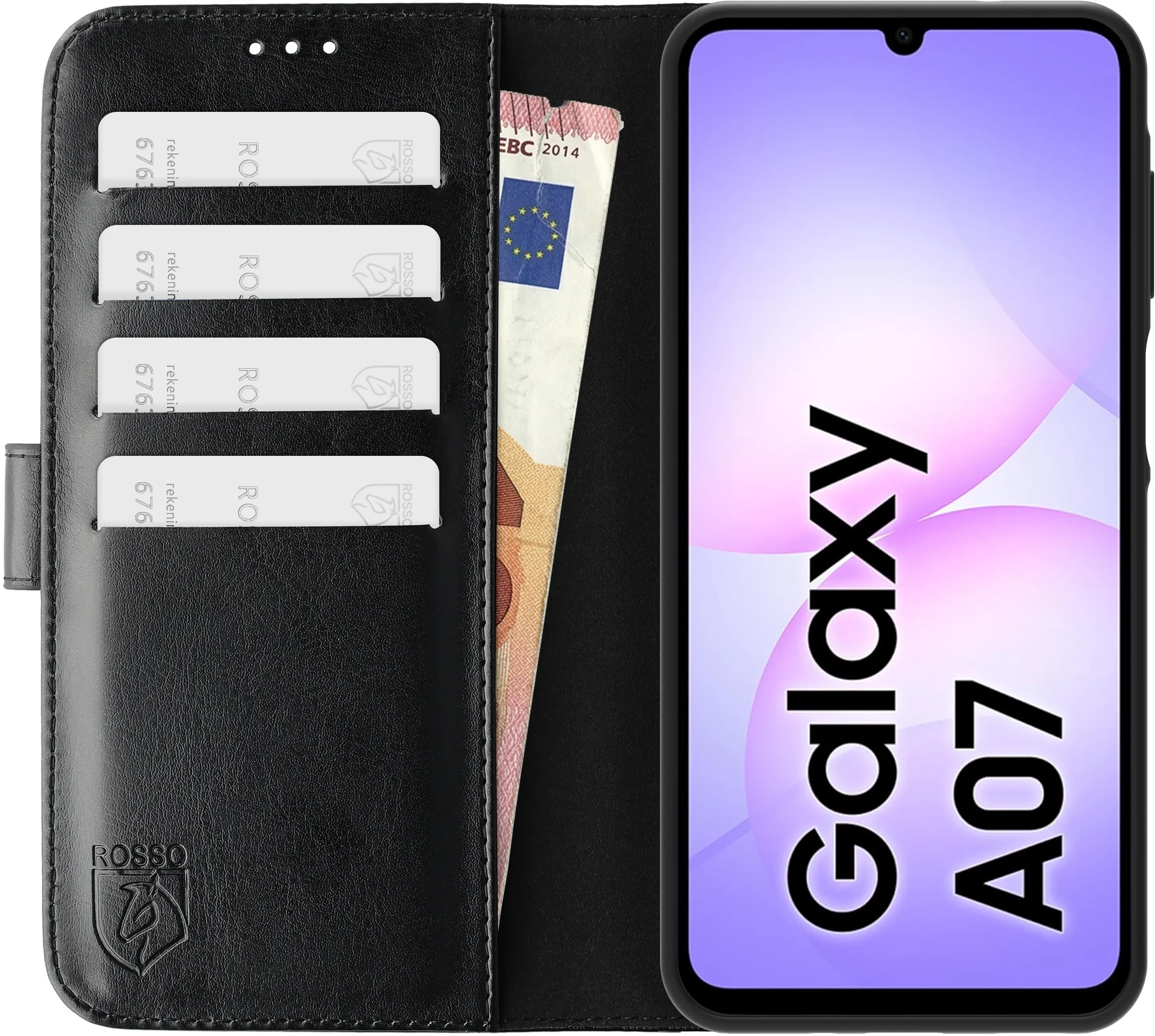 Rosso Element Samsung Galaxy A07 Hoesje Book Case Wallet Zwart afbeelding 14