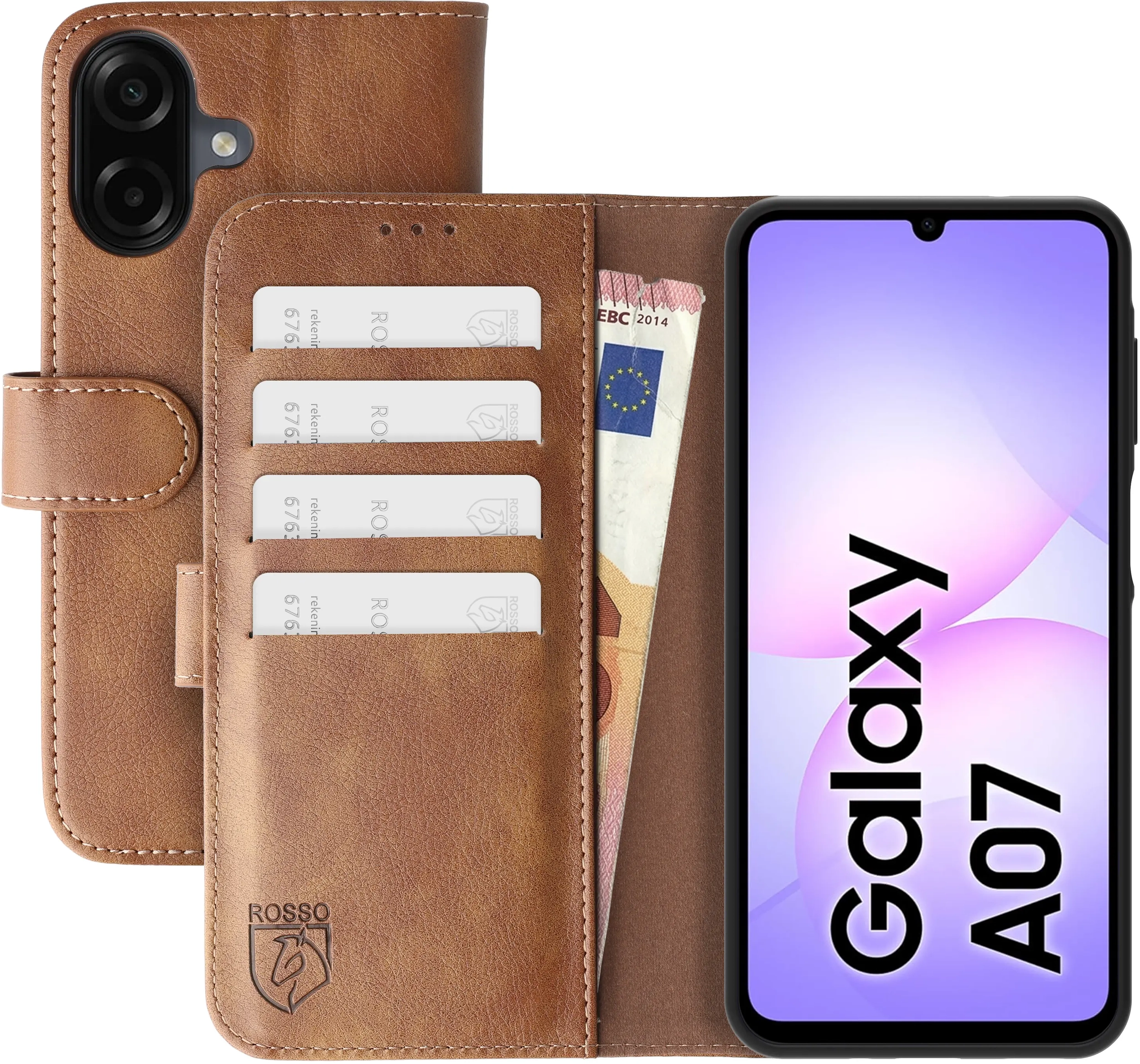 Rosso Element Samsung Galaxy A07 Hoesje Book Case Wallet Bruin afbeelding 1