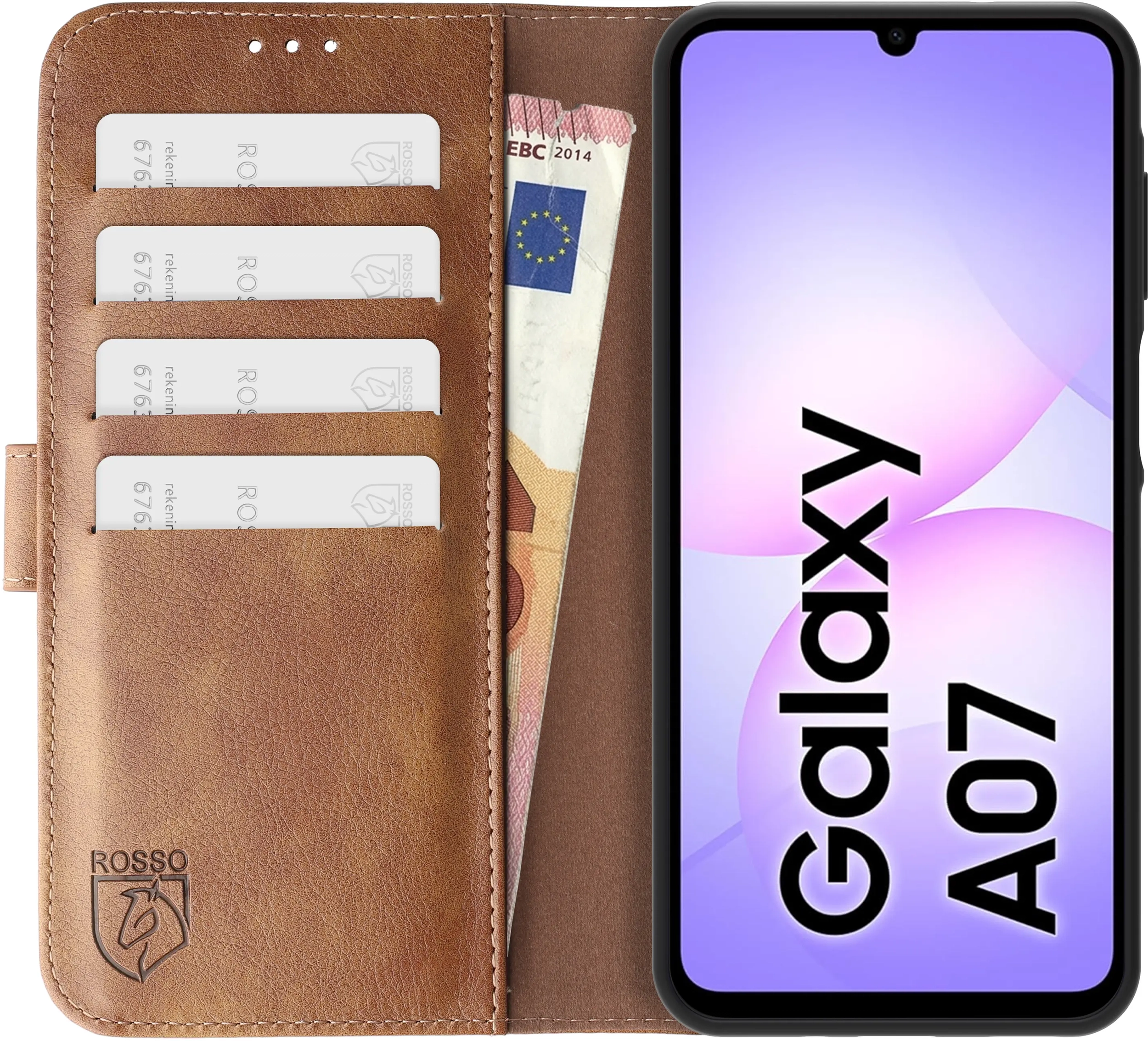 Rosso Element Samsung Galaxy A07 Hoesje Book Case Wallet Bruin afbeelding 14