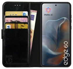 Rosso Element Motorola Edge 60 Hoesje Book Case Wallet Zwart afbeelding