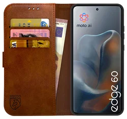 Rosso Element Motorola Edge 60 Hoesje Book Case Wallet Bruin afbeelding