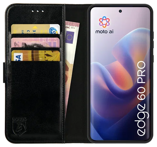 Rosso Element Motorola Edge 60 Pro Hoesje Book Case Wallet Zwart afbeelding 1