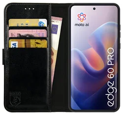 Rosso Element Motorola Edge 60 Pro Hoesje Book Case Wallet Zwart afbeelding