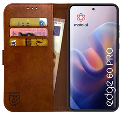 Rosso Element Motorola Edge 60 Pro Hoesje Book Case Wallet Bruin afbeelding