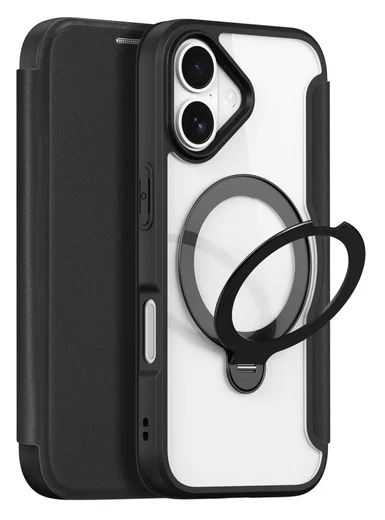 Dux Ducis Skin X Pro iPhone 17 Hoesje MagSafe RFID Book Case 360° Stand Zwart afbeelding 1