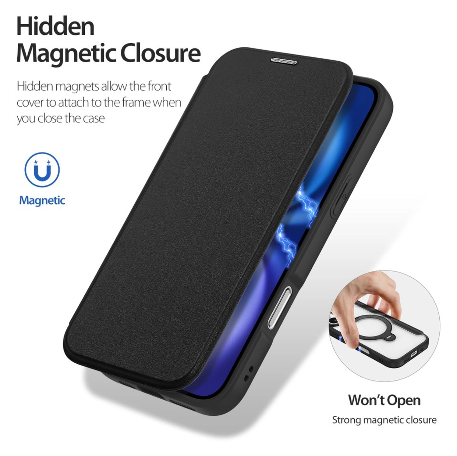 Dux Ducis Skin X Pro iPhone 17 Hoesje MagSafe RFID Book Case 360° Stand Zwart afbeelding 7