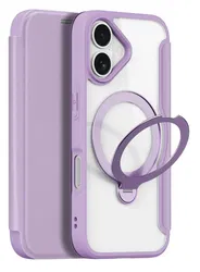 Dux Ducis Skin X Pro iPhone 17 Hoesje MagSafe RFID Book Case 360° Stand Paars afbeelding