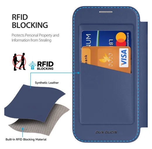 Dux Ducis Skin X Pro iPhone Air Hoesje MagSafe RFID Book Case Blauw afbeelding 4