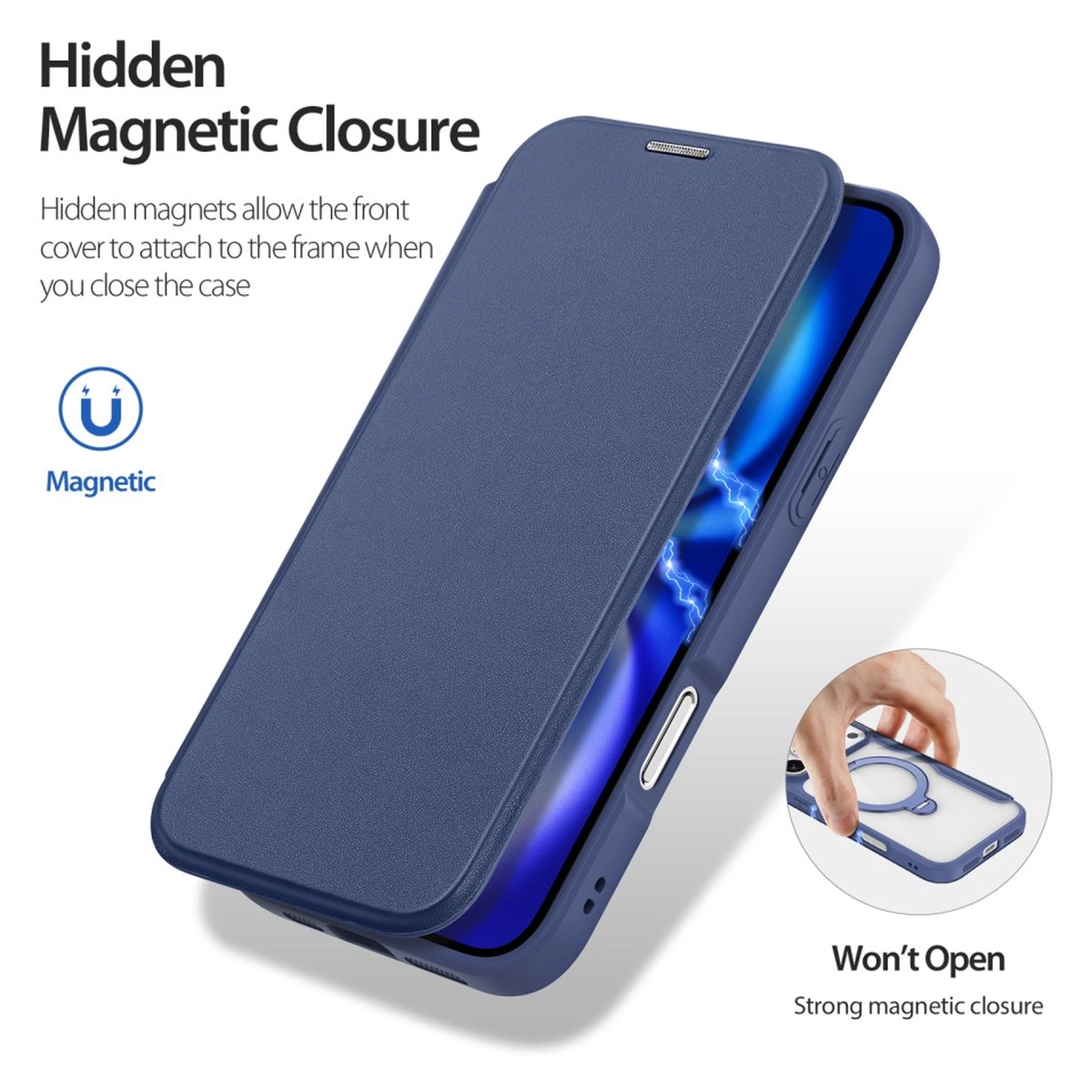 Dux Ducis Skin X Pro Apple iPhone 17 Pro Hoesje MagSafe RFID Book Case Blauw afbeelding 8