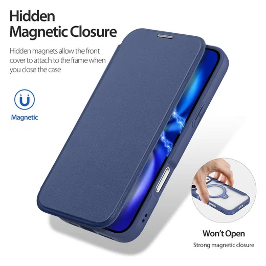 Dux Ducis Skin X Pro iPhone 17 Pro Max Hoesje MagSafe RFID Book Case Blauw afbeelding 8