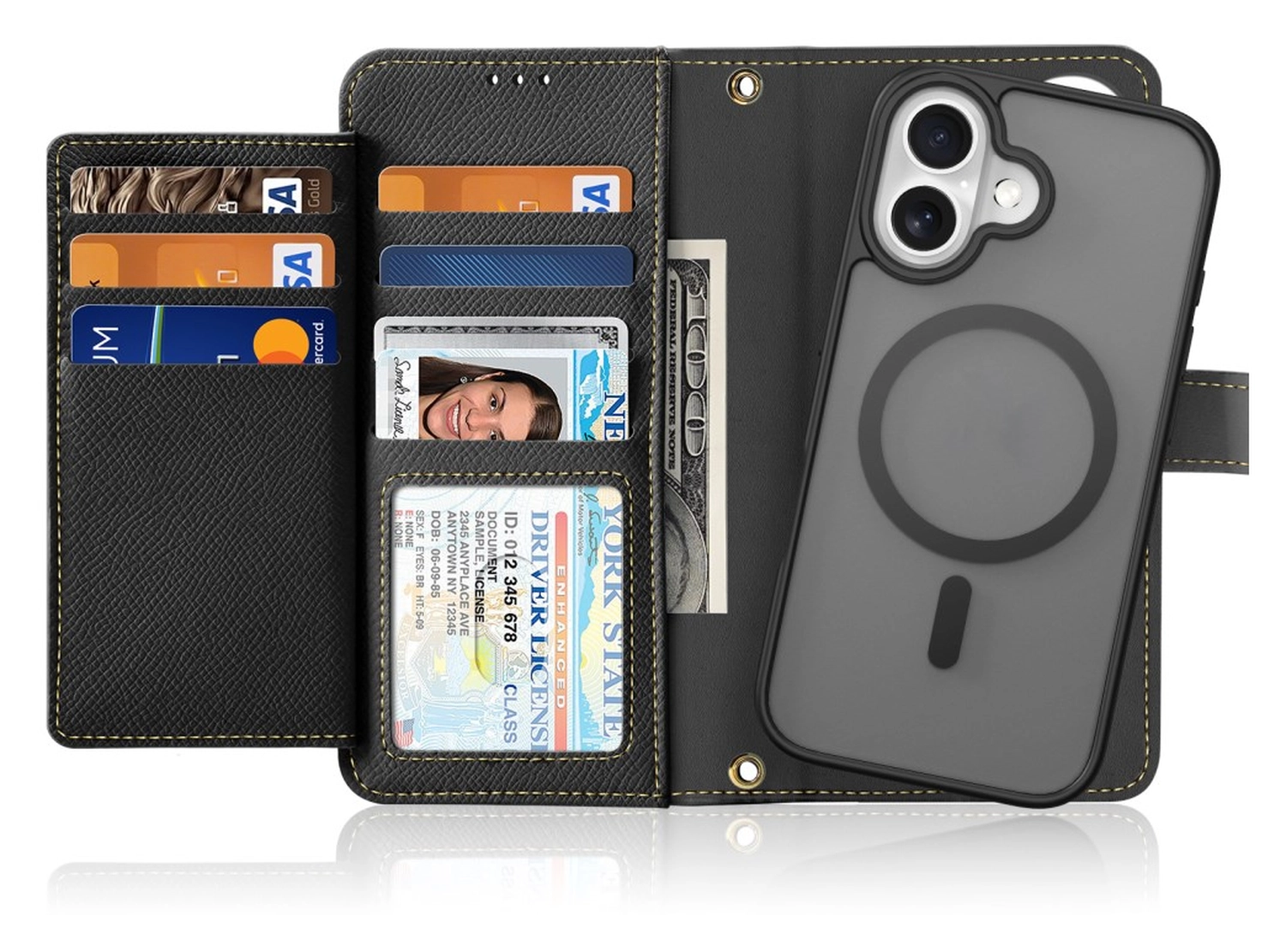 Dux Ducis Lawa Apple iPhone 17 Hoesje 2-in-1 Wallet Book Case MagSafe Zwart afbeelding 1