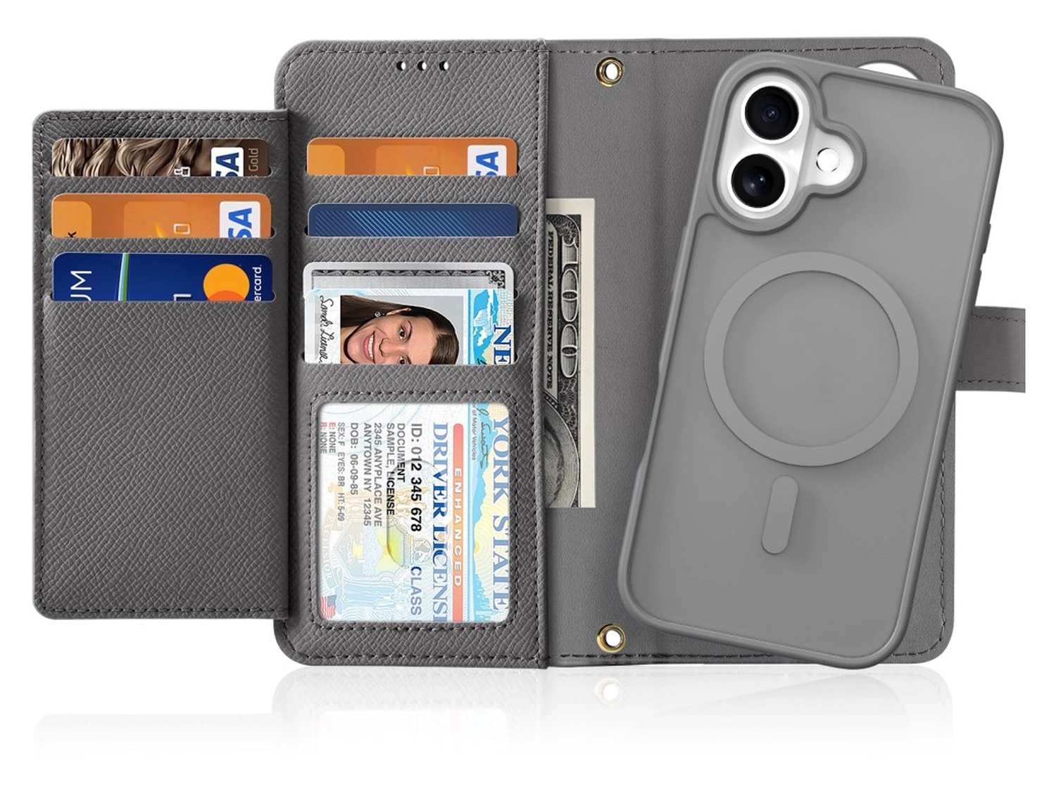 Dux Ducis Lawa Apple iPhone 17 Hoesje 2-in-1 Wallet Book Case MagSafe Grijs afbeelding 1