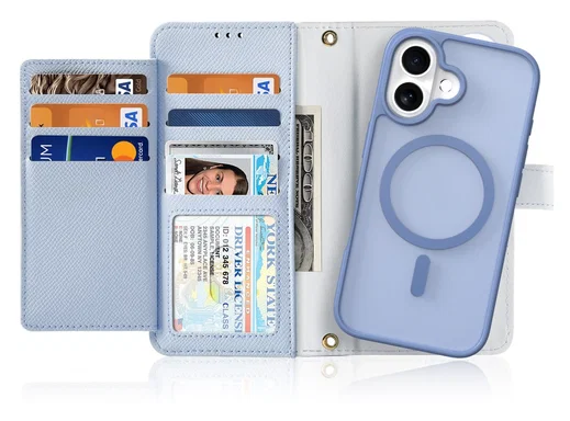 Dux Ducis Lawa Apple iPhone 17 Hoesje 2-in-1 Wallet Book Case MagSafe Blauw afbeelding 1