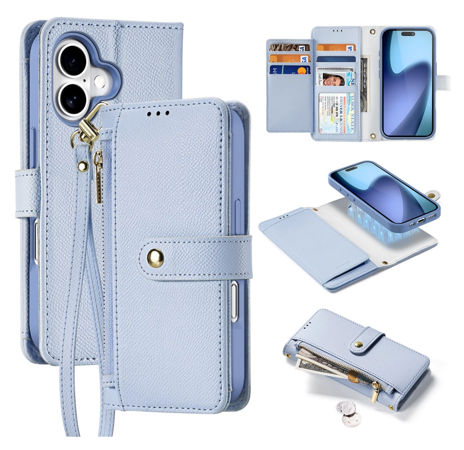 Dux Ducis Lawa Apple iPhone 17 Hoesje 2-in-1 Wallet Book Case MagSafe Blauw afbeelding 2