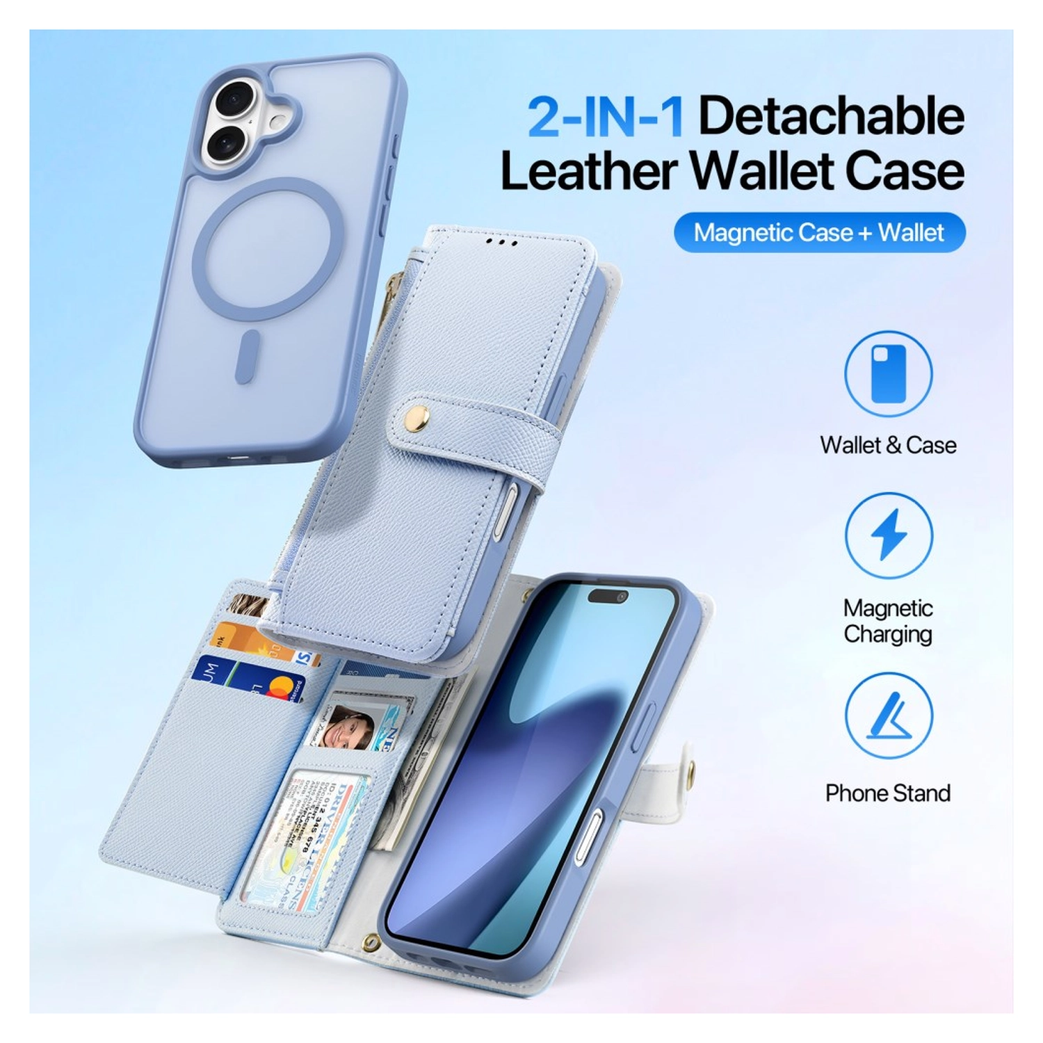 Dux Ducis Lawa Apple iPhone 17 Hoesje 2-in-1 Wallet Book Case MagSafe Blauw afbeelding 3
