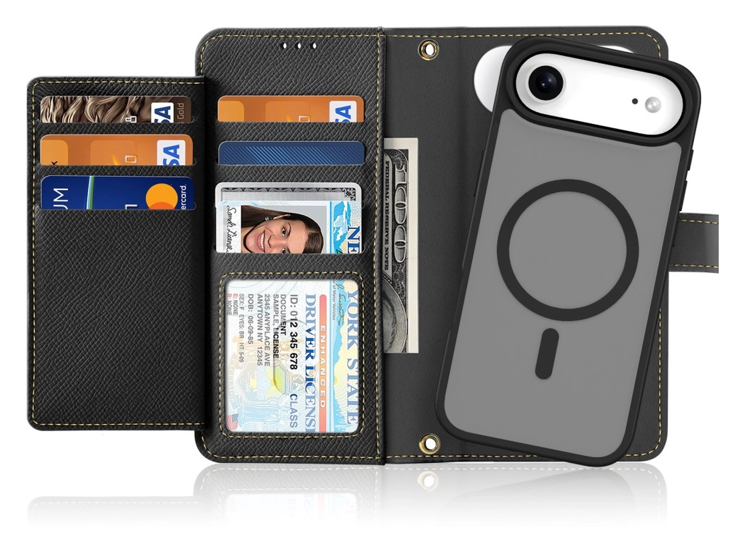 Dux Ducis Lawa Apple iPhone Air Hoesje 2-in-1 Wallet Book Case MagSafe Zwart afbeelding 1