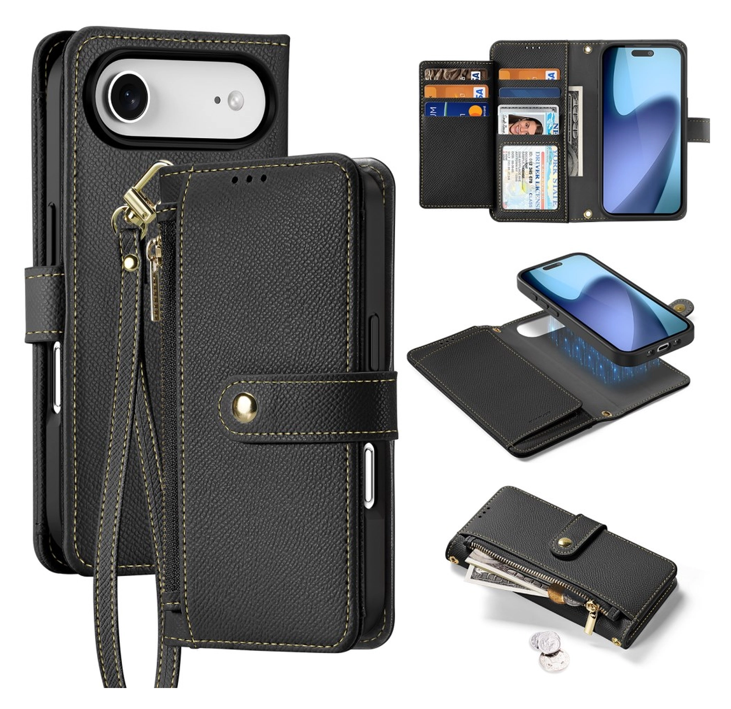 Dux Ducis Lawa Apple iPhone Air Hoesje 2-in-1 Wallet Book Case MagSafe Zwart afbeelding 2