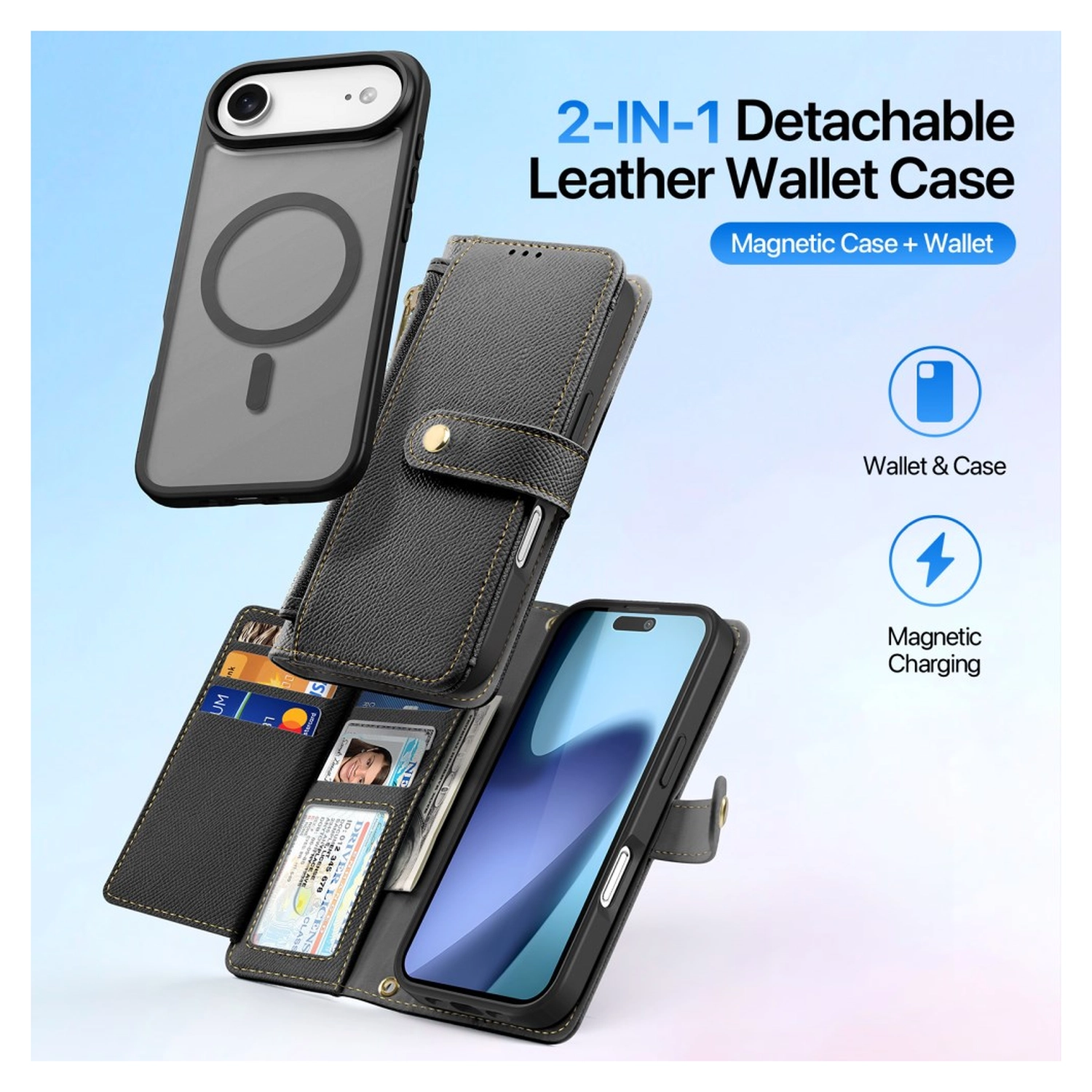 Dux Ducis Lawa Apple iPhone Air Hoesje 2-in-1 Wallet Book Case MagSafe Zwart afbeelding 3
