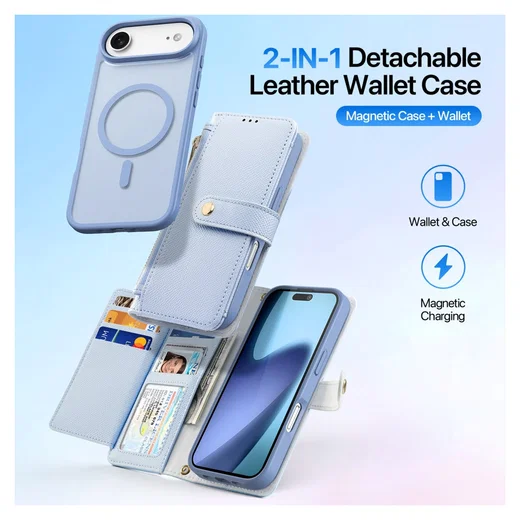 Dux Ducis Lawa Apple iPhone Air Hoesje 2-in-1 Wallet Book Case MagSafe Blauw afbeelding 3