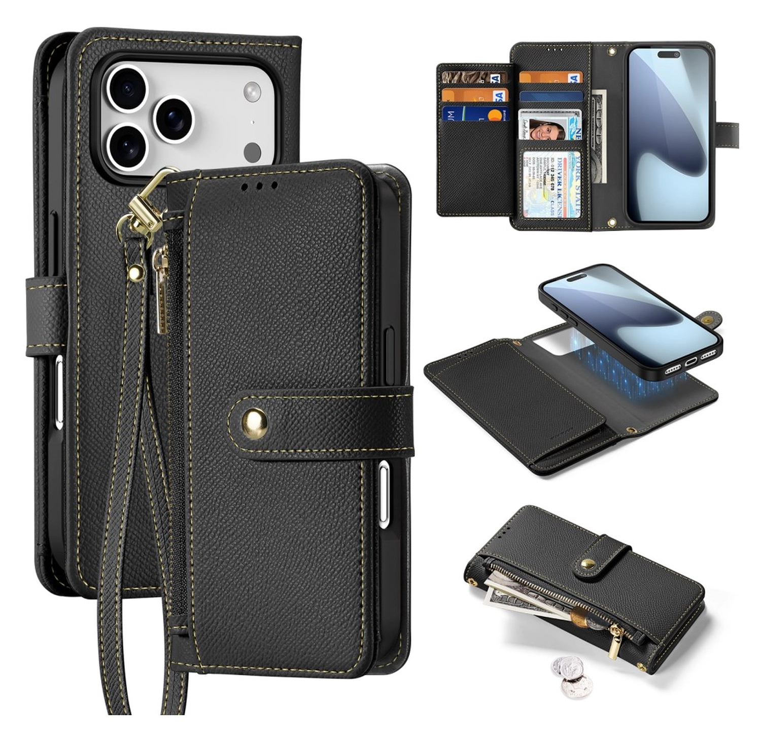 Dux Ducis Lawa Apple iPhone 17 Pro Hoesje 2-in-1 Wallet Book Case MagSafe Zwart afbeelding 2