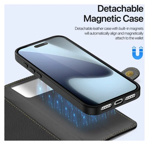 Dux Ducis Lawa Apple iPhone 17 Pro Hoesje 2-in-1 Wallet Book Case MagSafe Zwart afbeelding 5