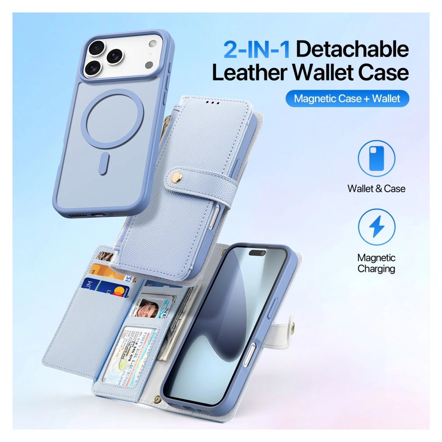 Dux Ducis Lawa Apple iPhone 17 Pro Hoesje 2-in-1 Wallet Book Case MagSafe Blauw afbeelding 3