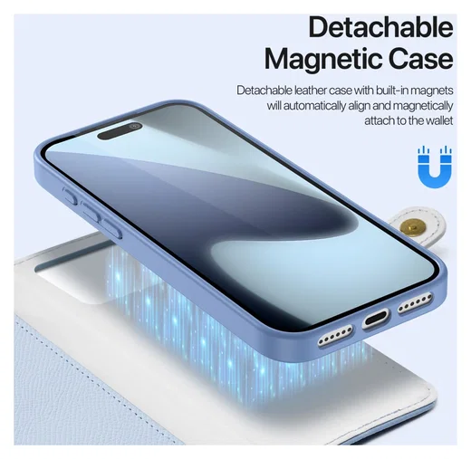 Dux Ducis Lawa Apple iPhone 17 Pro Hoesje 2-in-1 Wallet Book Case MagSafe Blauw afbeelding 6