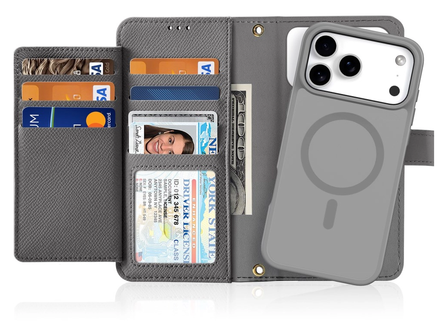Dux Ducis Lawa iPhone 17 Pro Max Hoesje 2-in-1 Wallet Book Case MagSafe Grijs afbeelding 1