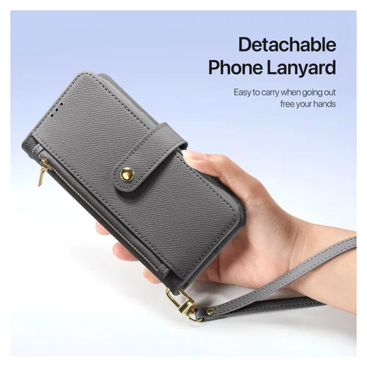Dux Ducis Lawa iPhone 17 Pro Max Hoesje 2-in-1 Wallet Book Case MagSafe Grijs afbeelding 6