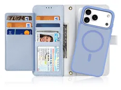 Dux Ducis Lawa iPhone 17 Pro Max Hoesje 2-in-1 Wallet Book Case MagSafe Blauw afbeelding