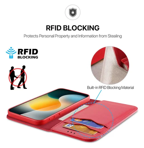 Dux Ducis Hivo Apple iPhone Air Hoesje RFID Book Case Rood afbeelding 4