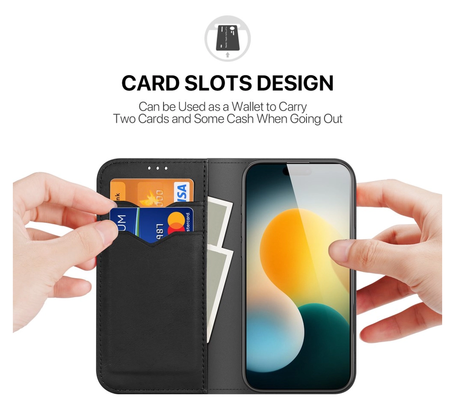 Dux Ducis Hivo Apple iPhone 17 Pro Hoesje RFID Book Case Zwart afbeelding 3