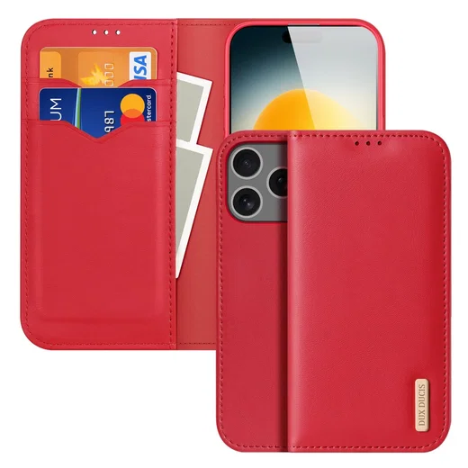 Dux Ducis Hivo Apple iPhone 17 Pro Hoesje RFID Book Case Rood afbeelding 1