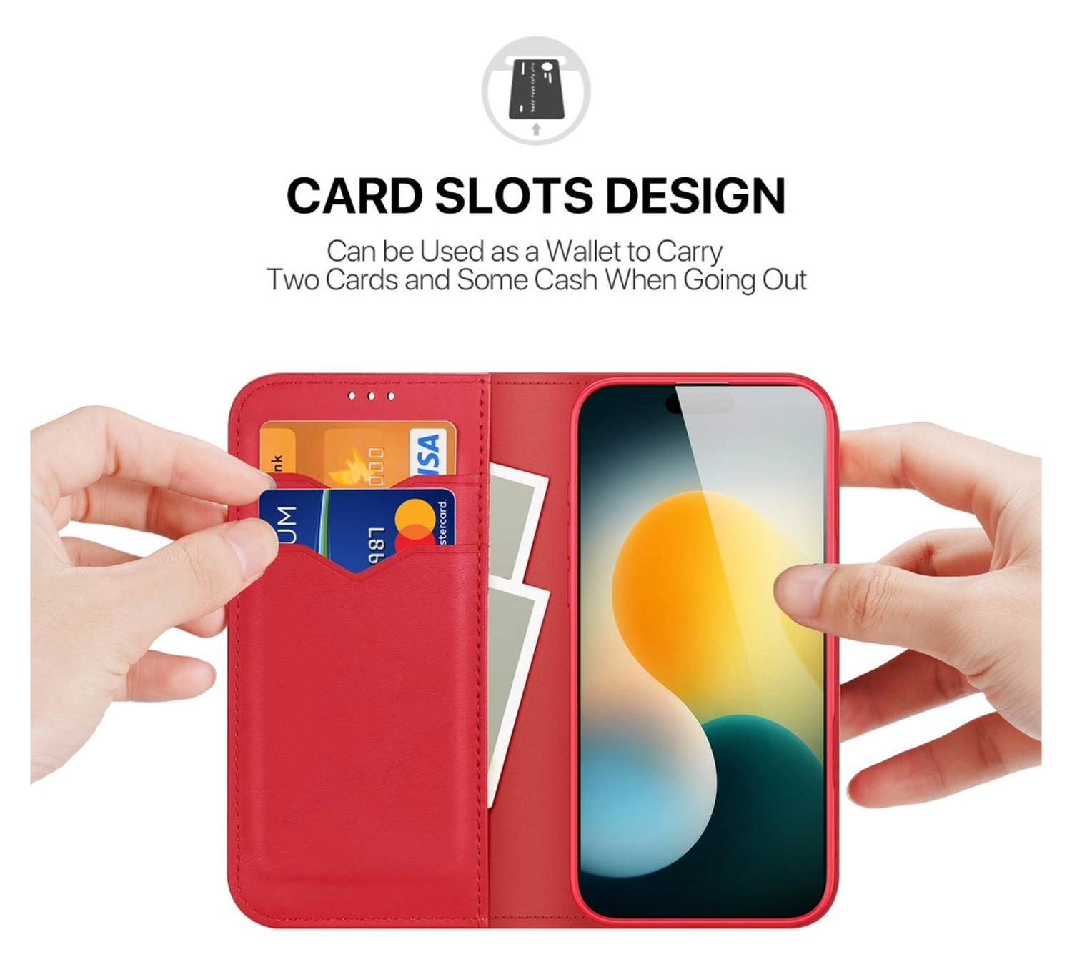 Dux Ducis Hivo Apple iPhone 17 Pro Hoesje RFID Book Case Rood afbeelding 3