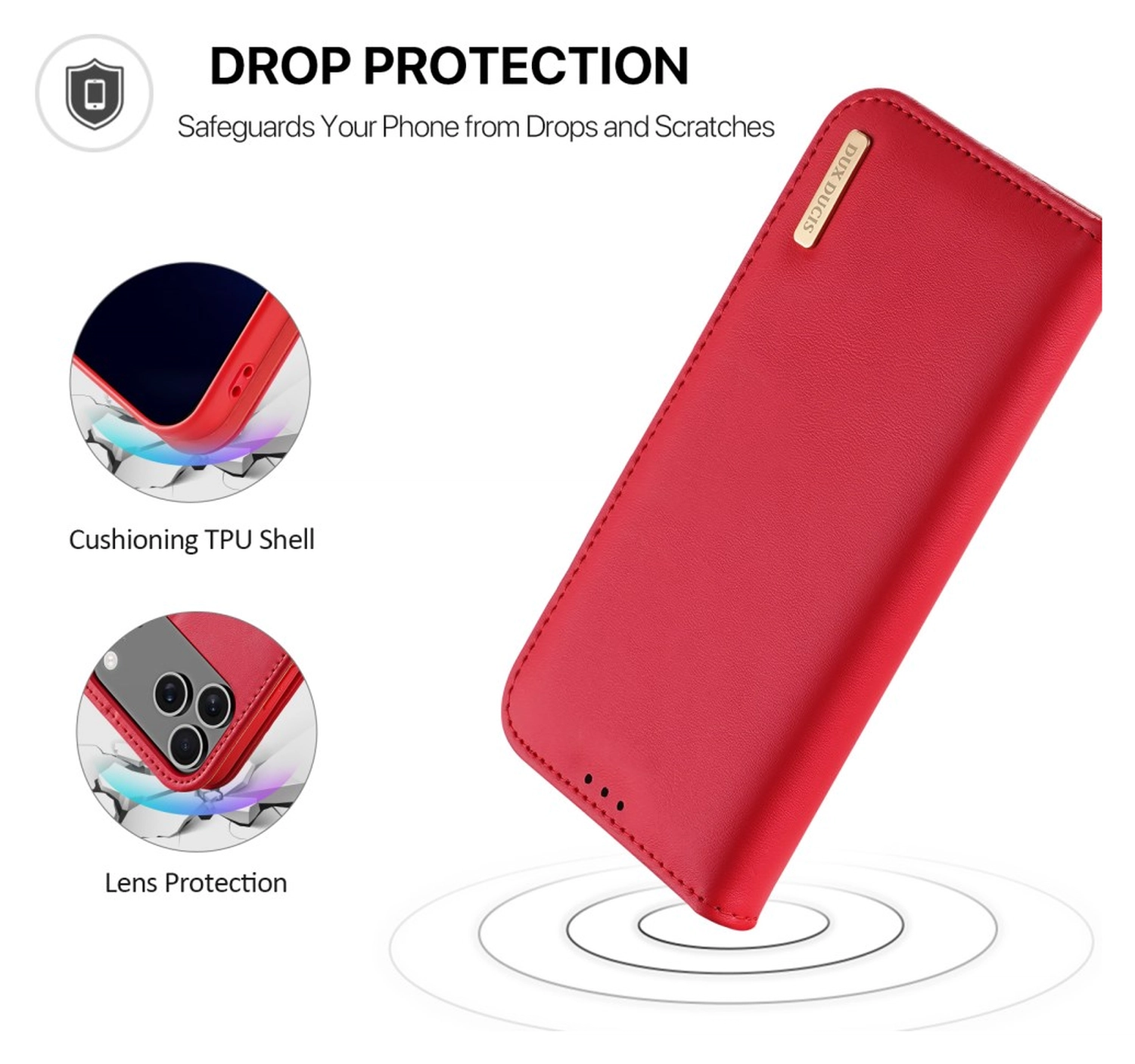 Dux Ducis Hivo Apple iPhone 17 Pro Hoesje RFID Book Case Rood afbeelding 5