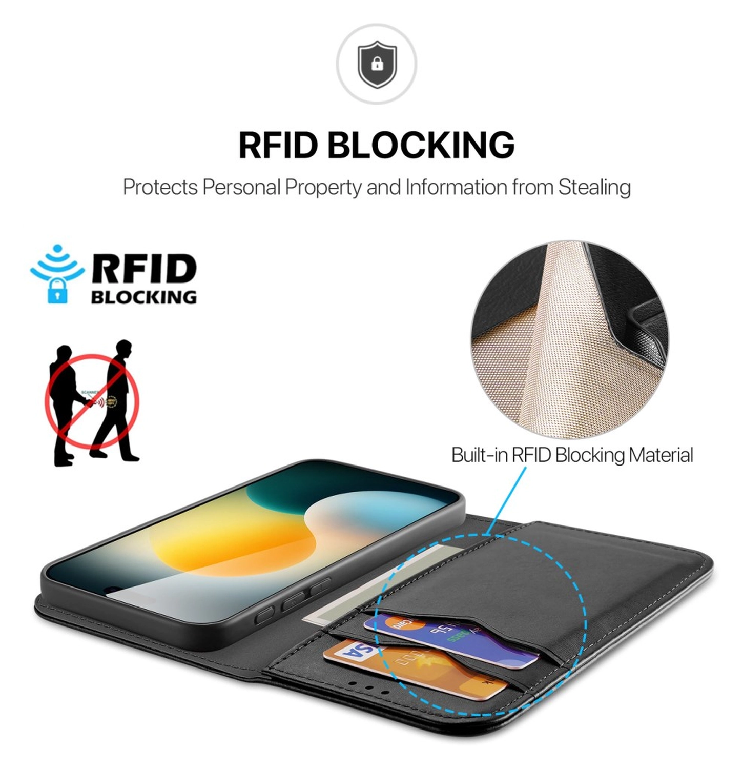 Dux Ducis Hivo Apple iPhone 17 Pro Max Hoesje RFID Book Case Zwart afbeelding 4