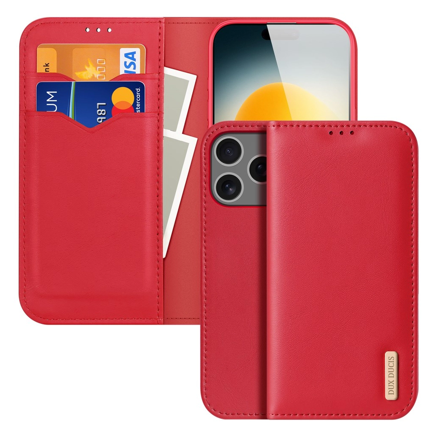 Dux Ducis Hivo Apple iPhone 17 Pro Max Hoesje RFID Book Case Rood afbeelding 1