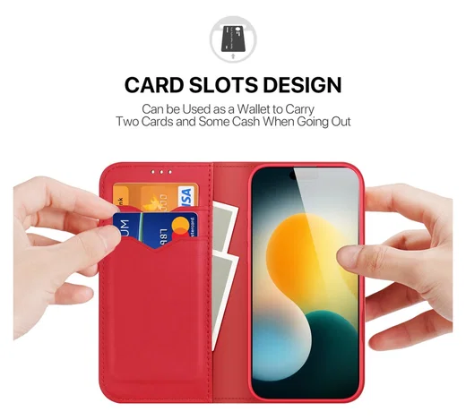 Dux Ducis Hivo Apple iPhone 17 Pro Max Hoesje RFID Book Case Rood afbeelding 3