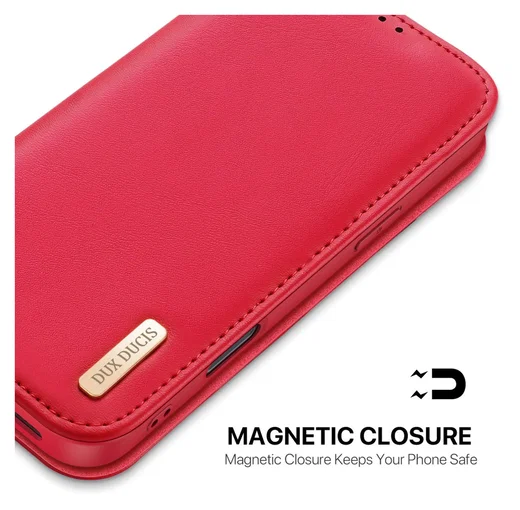 Dux Ducis Hivo Apple iPhone 17 Pro Max Hoesje RFID Book Case Rood afbeelding 6