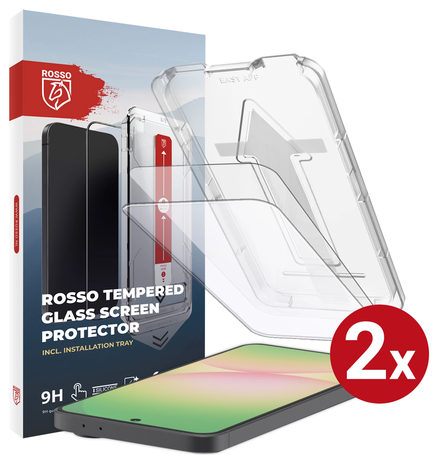 Rosso Samsung Galaxy A56 / S24 FE Tempered Glass met Installatietray (2-Pack) afbeelding 1