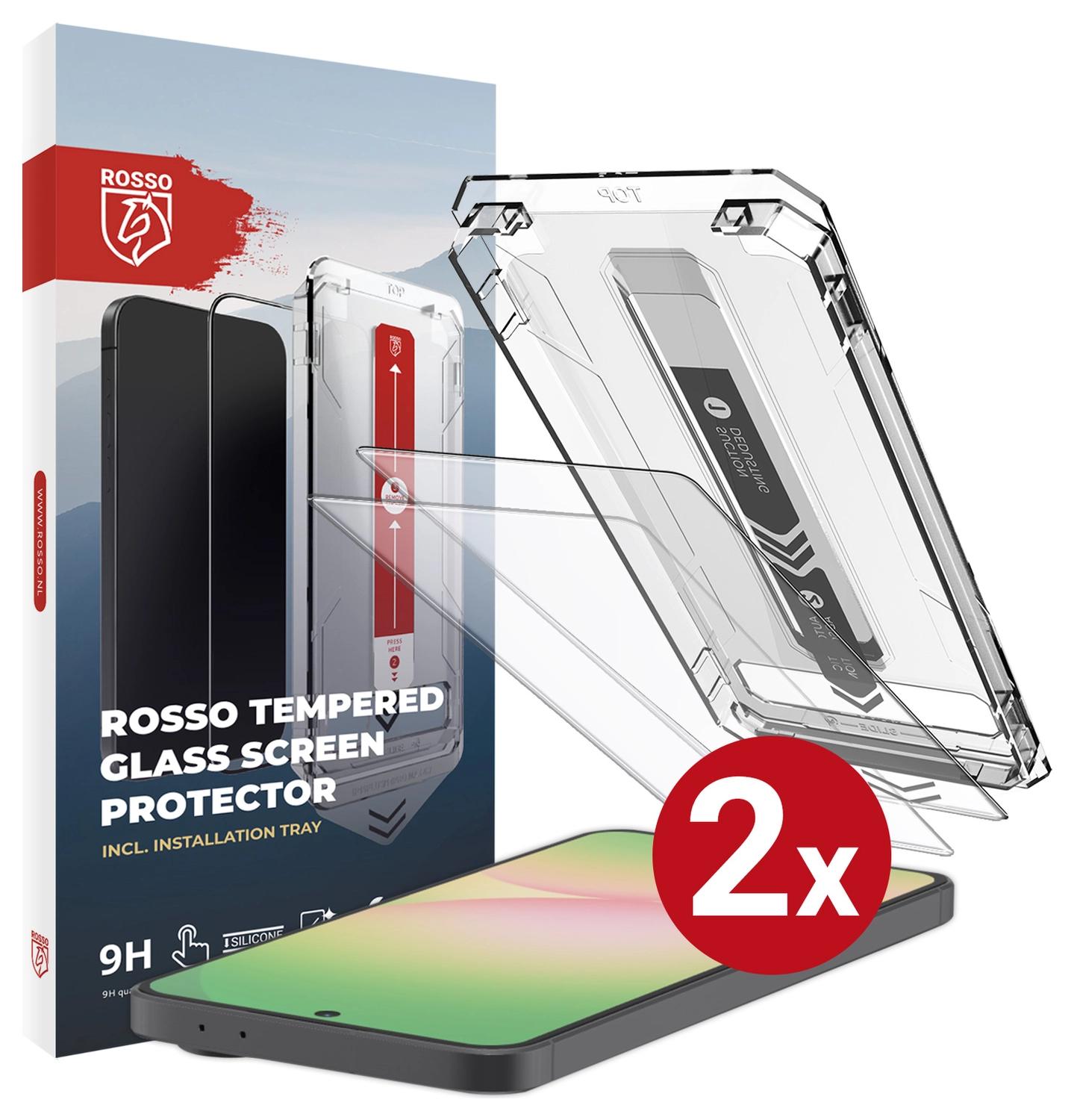 Rosso Samsung Galaxy A56 / S24 FE Tempered Glass met Installatietray (2-Pack) afbeelding 12