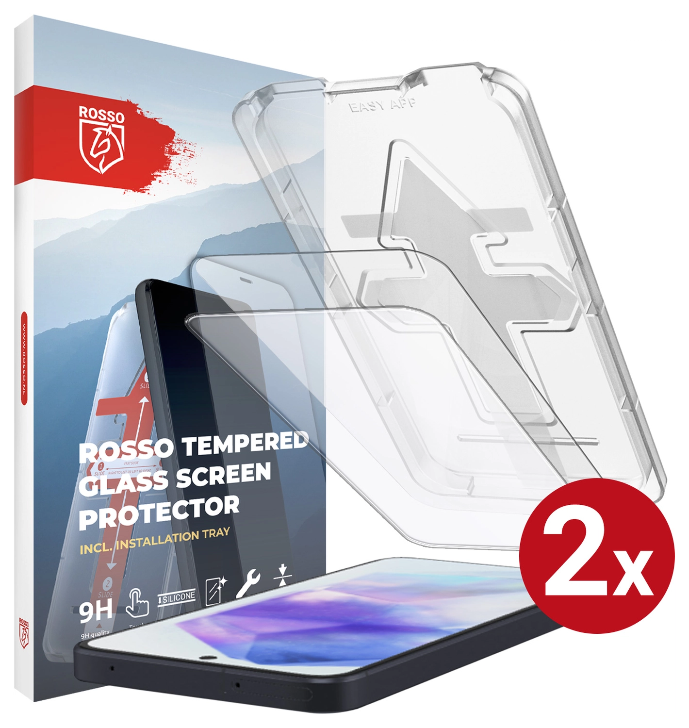 Rosso Samsung Galaxy A55 Tempered Glass met Installatietray (2-Pack) afbeelding 1