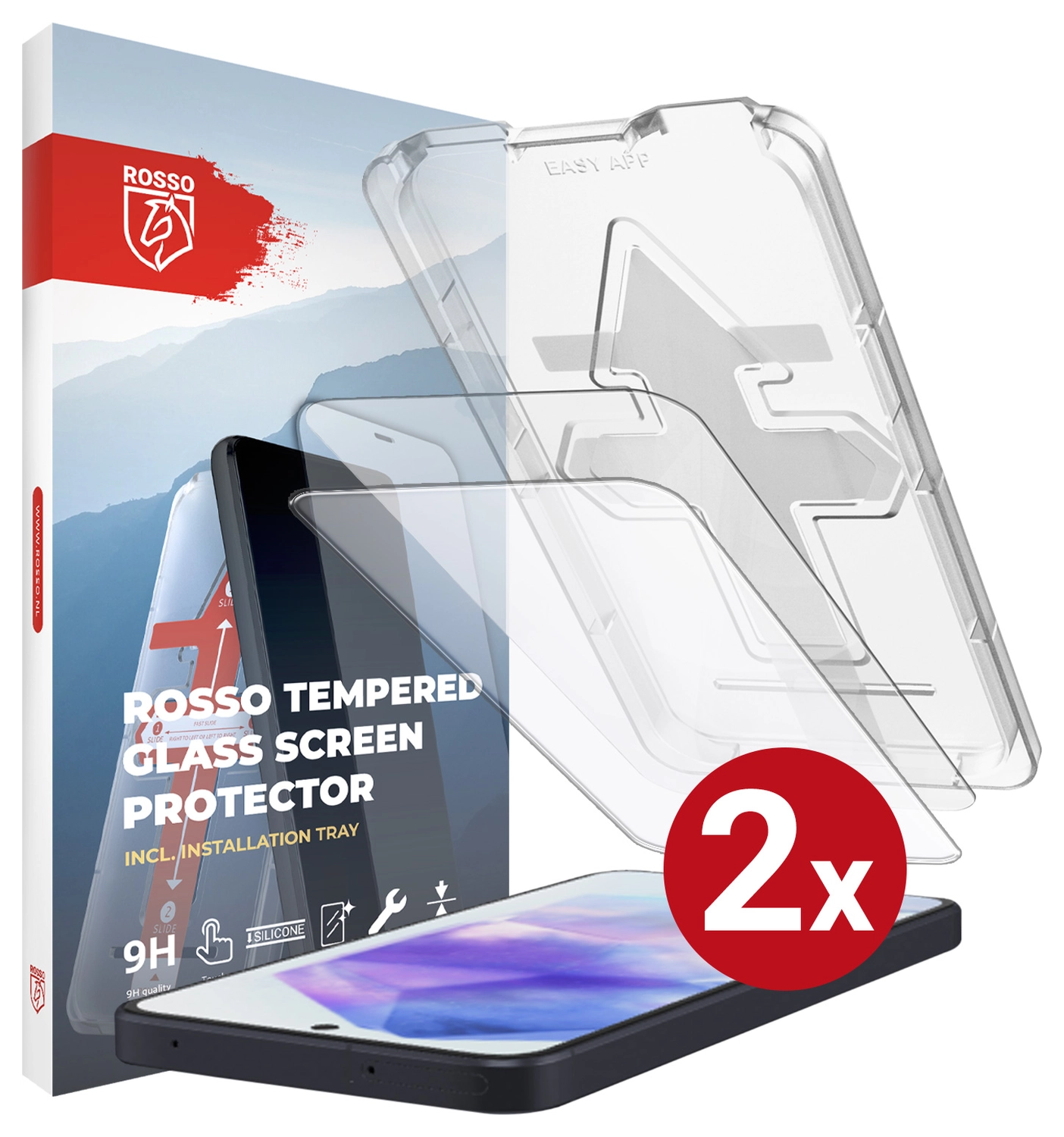 Rosso Samsung Galaxy A55 Tempered Glass met Installatietray (2-Pack) afbeelding 11